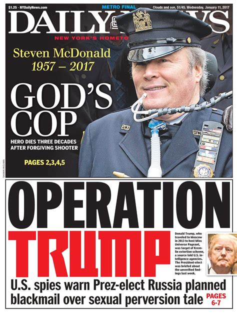 Cover Of Todays New York Daily News Protectandserve