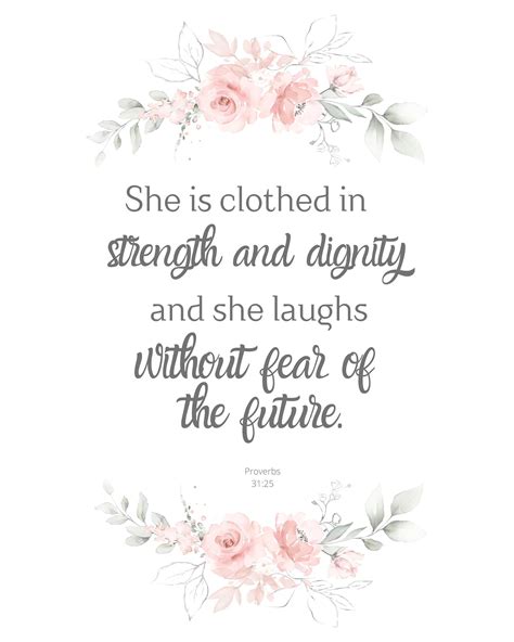 She Is Clothed In Strength And Dignity And She Laughs Without Etsy Proverbs Woman Quotes