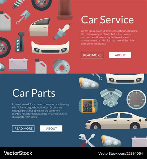 Car Parts Web Banner Templates Royalty Free Vector Image