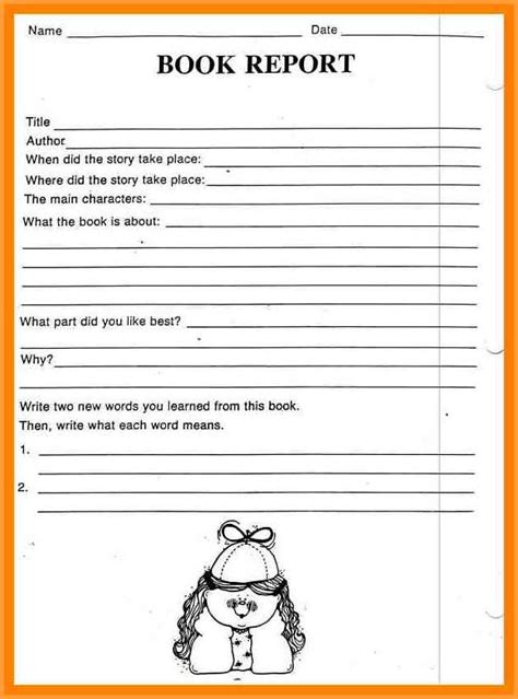 Book Report Worksheet 6th Grade