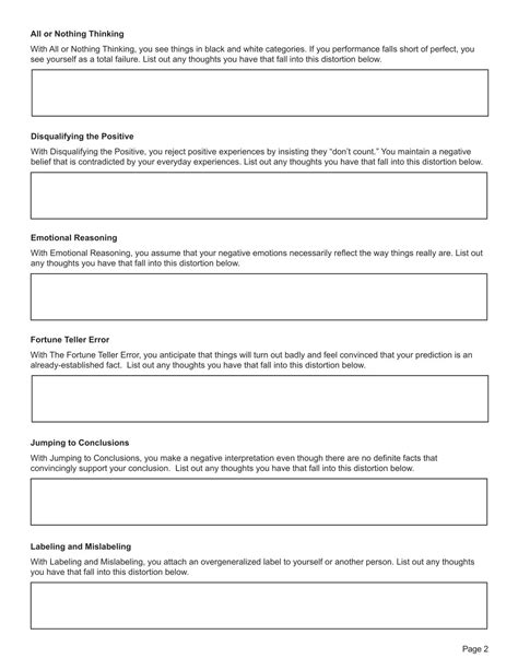 Cognitive Distortions Worksheet PDF