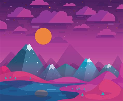 Sky With Night Landscape Vector Vector Art And Graphics