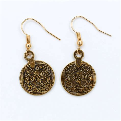 Silver Bronze Coins Earring Retro Drop Earrings Dangle Statement Charm