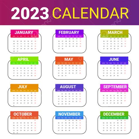 Kalender Warna Warni 2023 Selamat Tahun Baru 2023 Kalender 2023