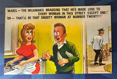 Saucy Bamforth Comic Postcard 1960s Big Boobs Milkman Milk Bottle No 2582 982 Picclick