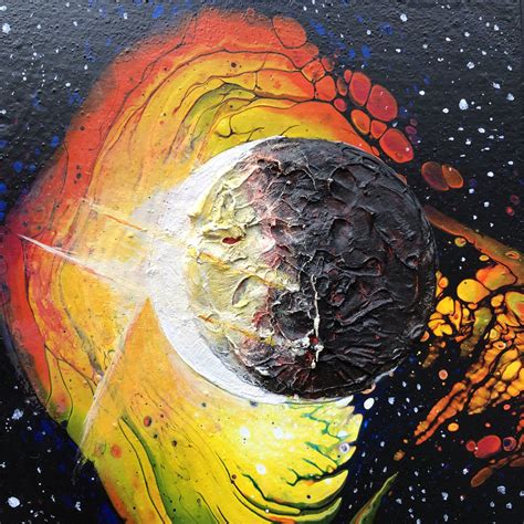 Solar Eclipse Ii Acrylic Astro Painting Watercolor Art Diy Painting Art