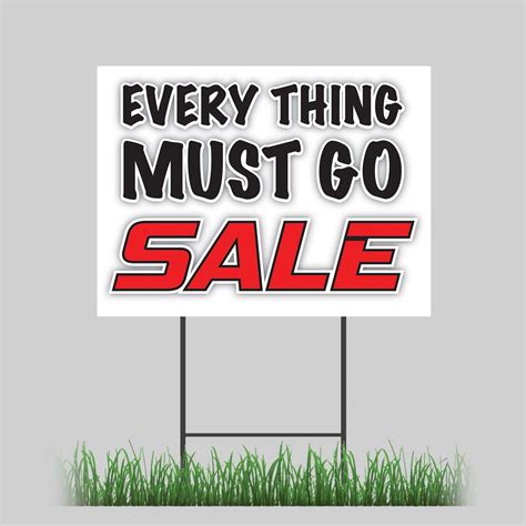 18x24 Everything Must Go Discount Sale Yard Sign With Stake Outdoor