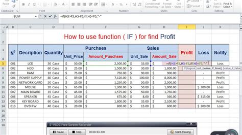 How To Use Function If For Find Profit On Excel 03 Youtube
