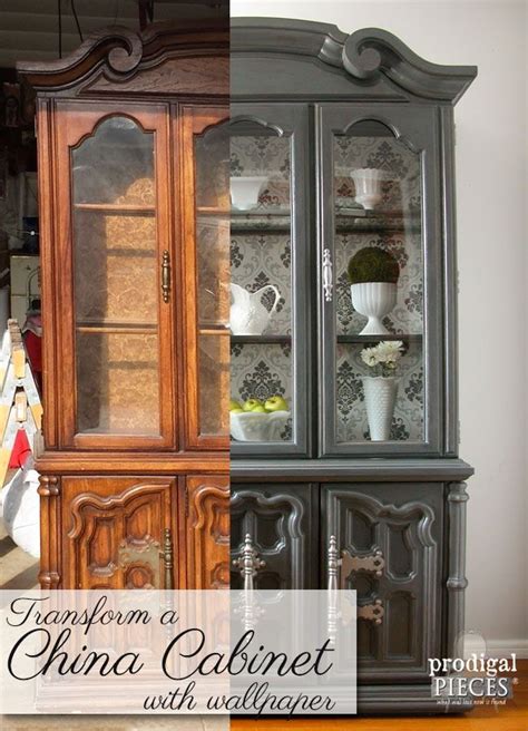 Transform And Outdated China Cabinet With Wallpaper By Prodigal Pieces