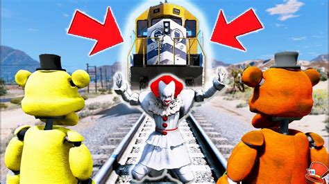 Pennywise Gets Run Over By Freddys Train Gta 5 Mods Fnaf Redhatter