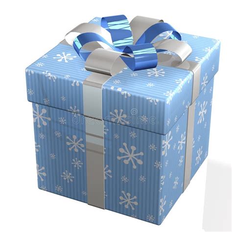 Blue T Box With Snowflakes And Pearl Blue Bow Stock Illustration