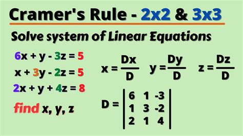 cramer s rule system of linear equations determinants solution of linear equation youtube