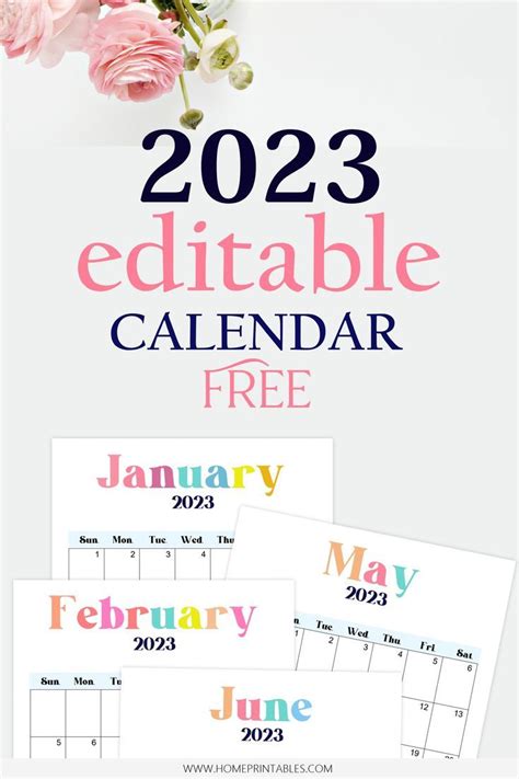 Editable Calendar Template 2023 Free Instant Download Editable