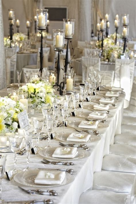 Reception Décor Photos Long White Tablescape Inside Weddings