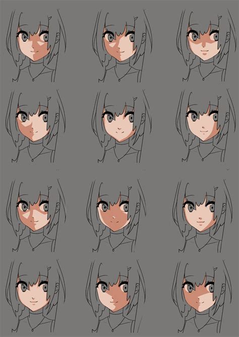 An Anime Characters Face With Many Different Expressions And Hair
