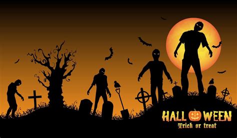 Halloween Zombies In A Graveyard 2285757 Vector Art At Vecteezy