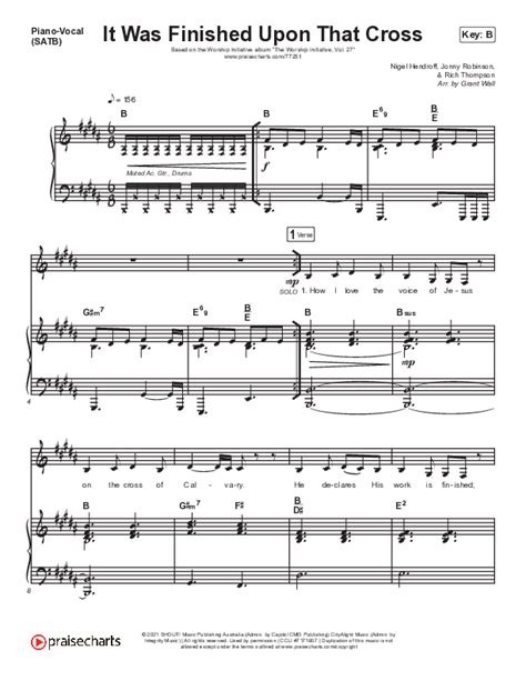 It Was Finished Upon That Cross Sheet Music Pdf The Worship Initiative