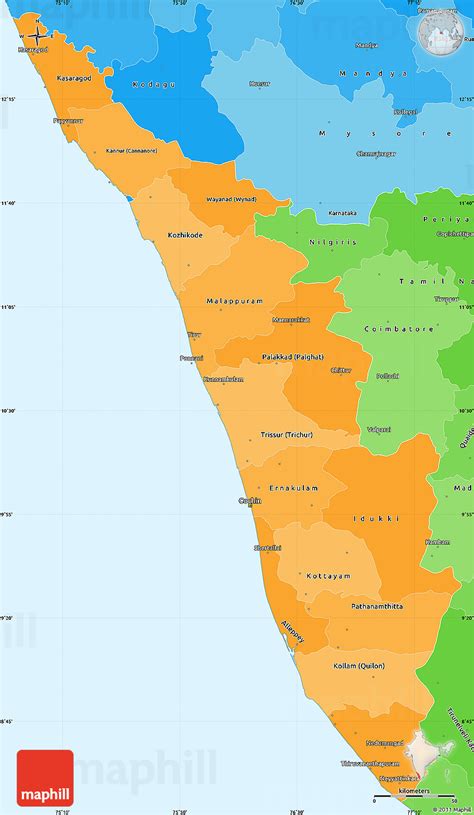 Kerala Map Political Jungle Maps Map Of Kerala India Political Shades