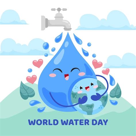 Ilustración Plana Del Día Mundial Del Agua Vector Gratis