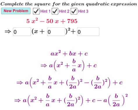 To create a trinomial square on the left side of the equation, find a value that is equal to the square of half of. Completing the Square - Advanced - GeoGebra