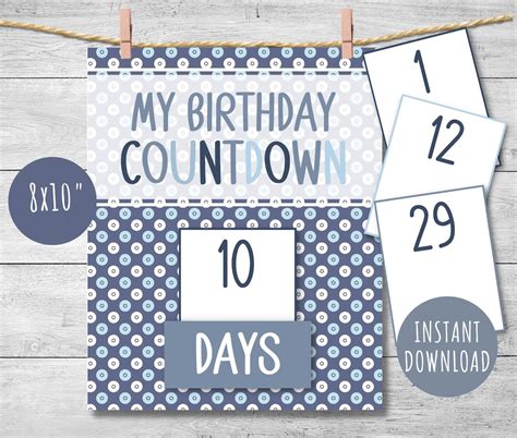 Birthday Countdown Calendar Printable Diy Countdown Sign Etsy