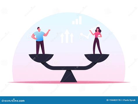 Gender Equality Concept Businessman And Businesswoman Characters On