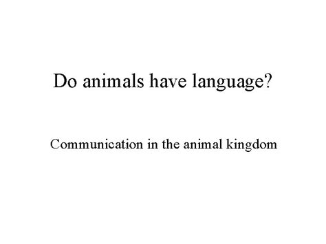 Do Animals Have Language Communication In The Animal