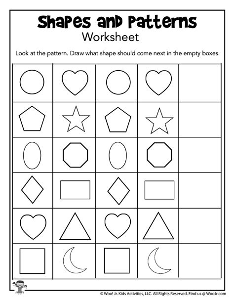 Free Printable Shapes Pattern Worksheet Crafts And Worksheets For