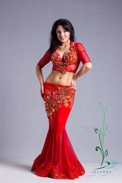 Red Professional Belly Dance Costume With Embroidery Etsy