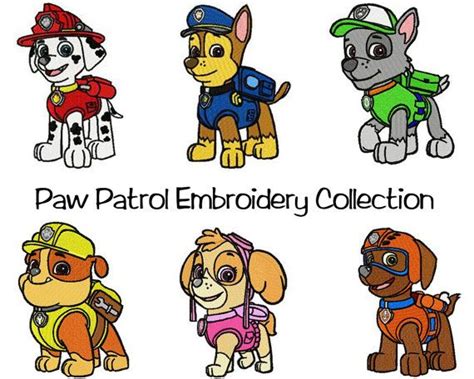 6 Paw Patrol Embroidery Design Patterns Several Formats And Sizes