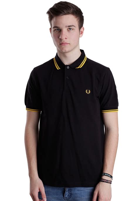 Fred Perry Slim Fit Twin Tipped Blacknew Yellow Polo Tienda De