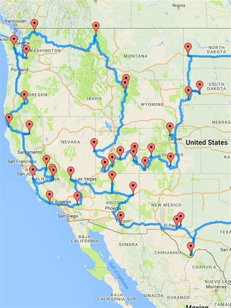 Road Trip National Parks Usa Map