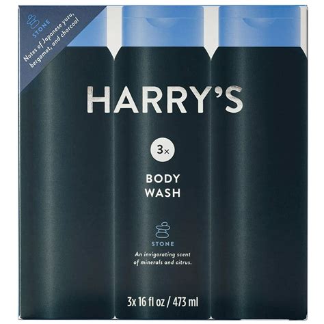 Harrys Mens Body Wash Stone Scent 16 Fluid Ounce Pack Of 3