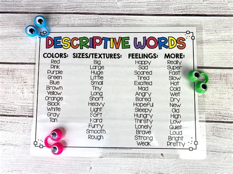 Descriptive Words Chart Teacher Gems