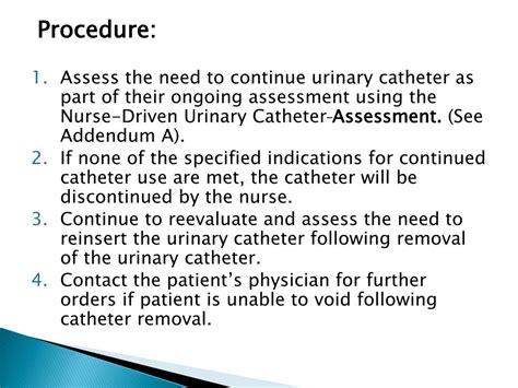 Ppt Pc Nurse Driven Urinary Catheter Removal Powerpoint Presentation
