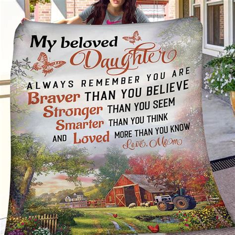 May Beloved Daughter Stronger Than You Seem Farm Mom Daughter Blanket