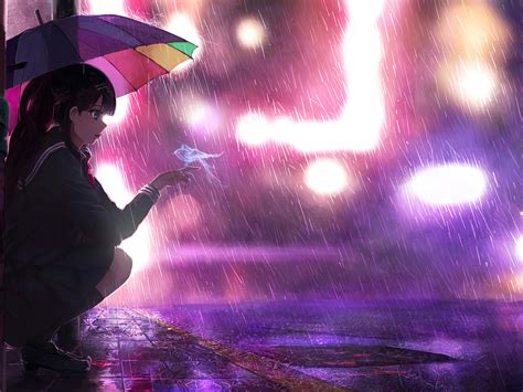1600x1200 Umbrella Rain Anime Girl 4k 1600x1200 Resolution Hd 4k Wallpapers Images Backgrounds