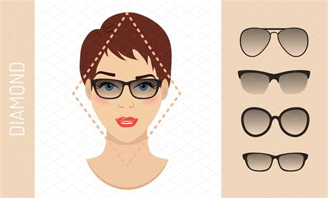 Sunglasses Shapes For Diamond Face Illustrations ~ Creative Market