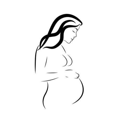 Black Woman Pregnant Belly Drawing Illustrations Royalty Free Vector