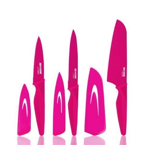 Art Cook 3 Piece Knife Set Large Pink Kitchen Knives Cutlery