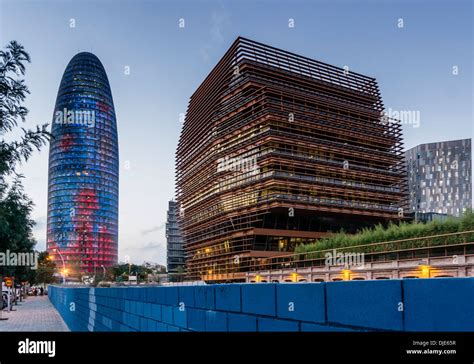 Torre Agbar Head Offices Of Cmt Modern Architecture Barcelona Stock