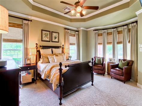Spacious Master Bedroom Has Wonderful Window Treatments Beautiful