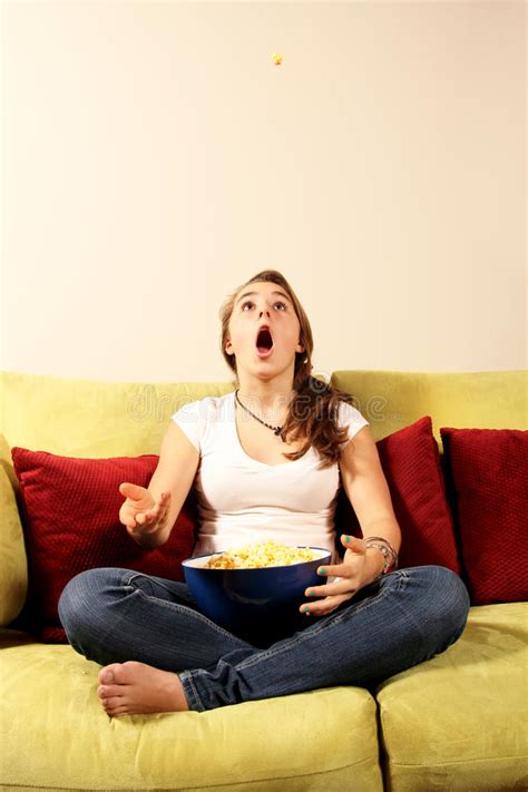 Catching Popcorn Stock Image Image Of Preteen Playing 17314357