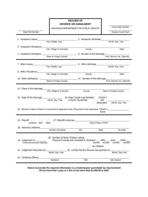 Michigan Divorce Doc Template Pdffiller