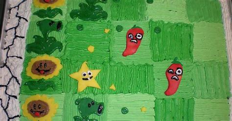 My 6 Year Olds Birthday Cake Of Plants Vs Zombies I Forgot To Take A Pic After I Added The