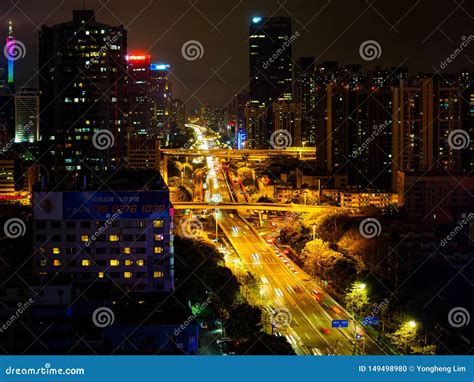 High Rise Night View Cityscape Of Guangzhou City China Editorial Image