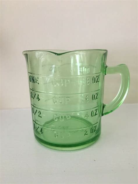 Vintage Kellogg S Green Depression Glass Measuring Cup Antique