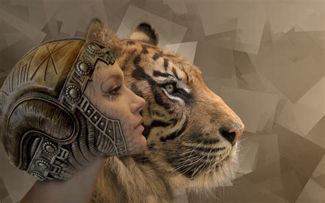 Good day, on this site you can quickly and conveniently download free wallpapers for your desktop. fantasy, Tiger, Animal, Predator, Art, Artistic Wallpapers HD / Desktop and Mobile Backgrounds