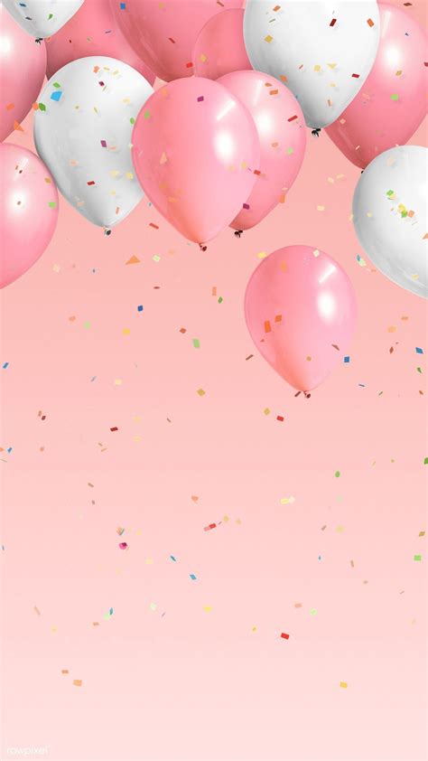 Festive Pastel Pink Balloon Frame Mobile Phone Wallpaper Premium