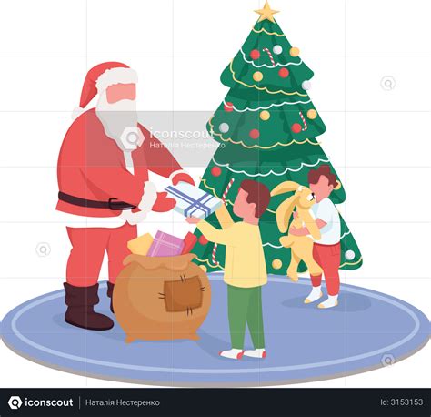 Best Premium Santa Claus Giving Children Presents Illustration Download